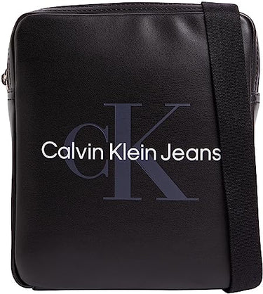 Calvin Klein Jeans Herren Umhängetasche Monogram Soft Reporter Klein, Schwarz (Black), Onesize im Sale